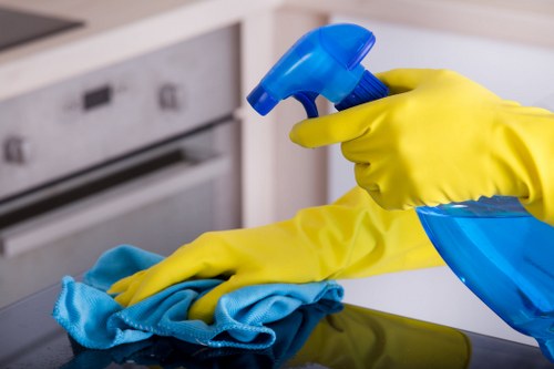 Technician wearing PPE during carpet cleaning